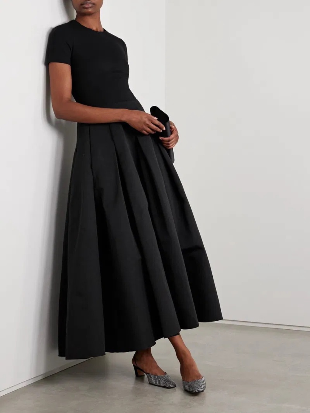STAUD Hopper Dress. Ponte Tee Bodice A Line Grosgrain Box Pleat Skirt New w Tags